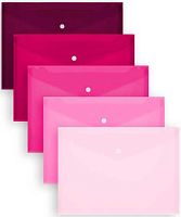 Папка-конверт на кнопке А4 INTELLIGENT "Оттенки розового" DH-272 пластик.,180мкм,асс.