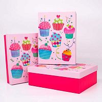 Коробка Микрос 3в1 прямоуг. "Кексики" ч38196 (29*21*9,5/27*20*8/26*18*6см)
