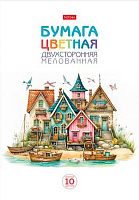 Бумага цв. двухстор. А4 10л.10цв. ХАТ "Тихая гавань" 34281 в папке 095849