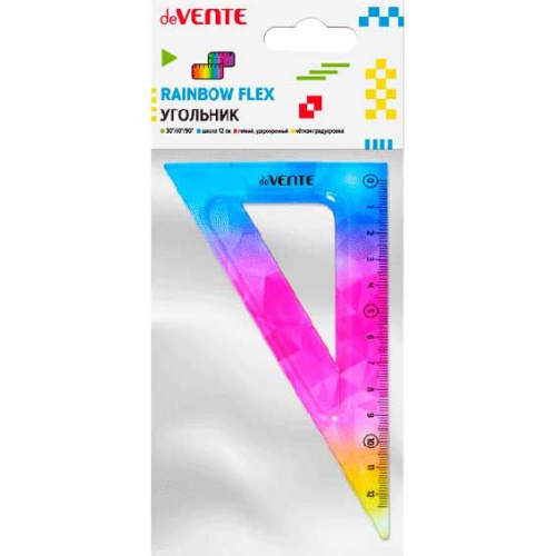 Треугольник deVENTE 30град./12см "Rainbow Flex" 5097200 полупрозр.радужн.,блист.