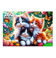Пазлы  260 Рыжий кот "Котята и бабочки" Х260-4549