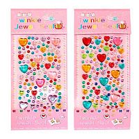 Наклейка декор. стразы  9*15 "Сердечки" Р22072-9 Ткн1008-4