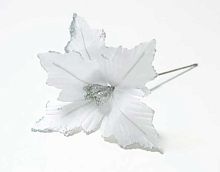 Голова пуансеттии с ножкой для ветки,венка белый ФРФ 111.714 d-20см