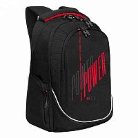 Рюкзак подростковый Гризли RU-335-3 чёрный-красный,анатом.спинка,28*44*23см