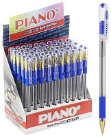 Ручка масл. шар. Piano Gold PT-205-50A (РB-205) синяя,прозр.корп. и колпачок,с резин.держ.