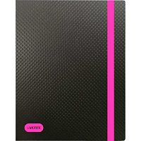 Папка 2 кольца 25мм deVENTE А4 "Monochrome" 3081007 650мкм,чёрн.с неон розов.,рельеф.поверх.