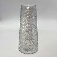 Ваза Микрос "Конус" ч52357 стекл.,H=24см,D=11*8см,фактура "кожа",перламутр