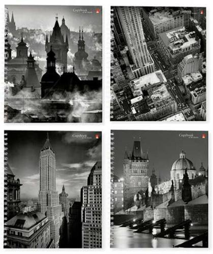 Тетрадь 80л. (клетка) А5+ АЛЬТ спираль "Города" 7-80-038 глянц.лам.,асс.