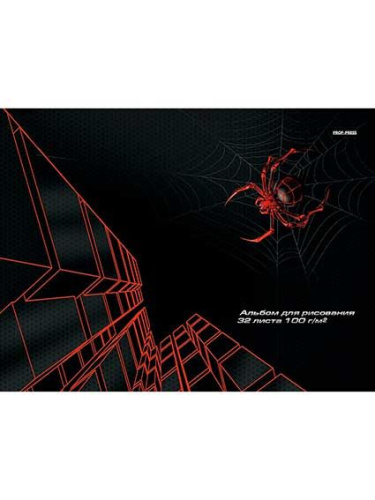 Альбом для рис.24л. Проф-Пресс "Спайдер чёрный" 24-1544 на скобе,мел.обл.,офсет