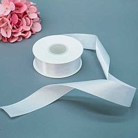 Лента 2,5см*22,85м атласная белая Микрос ч37730