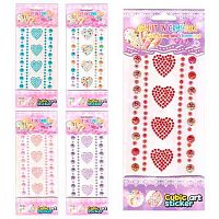 Наклейка декор. стразы  9*15см "Сердца" Р-35 Кн700