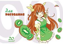 Тетрадь для рис.20л. АППЛИКА "Девочка. Аниме" С2951-15 офсет