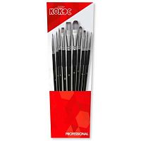 Набор кистей 10шт. КОКОС 241181 (нейлон линер№00,1,кр.№2,3,5,пл.№2,6,10,плоскоовал.№4,8)