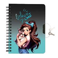 Записная книжка А6  60л. КОКОС спираль "Sweet puppy" 253025 тв.обл.,лин.,замочек,мат.лам.,блёст.
