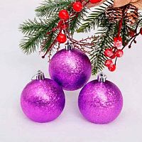 Игрушка ел. "Шар  7см" (3шт) "Мягкий блеск" 201-1421 фиолетовый 
