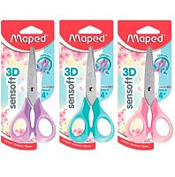 Ножницы детск. 13см MAPED "Sensoft Pastel" 484213 симметричн.,эргономичные 3D-кольца,блистер