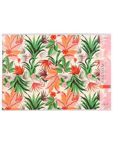 Альбом для рис.40л. Проф-Пресс "Утончённые листья" 40-1547 мел.обл.,бл.-офсет,на скобе