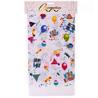 Скатерть "Весёлый праздник" 108*180см,ПВХ,белая 130-880