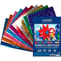 Бумага цв. самокл. голограф. А4 10л.10цв. deVENTE 8114522 120г/м2,пластик.пакет,е/подв.