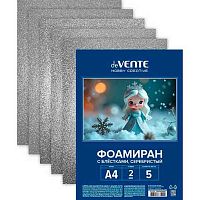 Фоамиран  5л. 5цв. А4 deVENTE "Hobby Creative" 8112416 блёстки,серебр.,2мм,пл.пак.,е/подвес