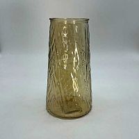 Ваза Микрос "Конус" ч52356 стекл.,H=19,5см,D=10,5*7,6см,фактура "кора",янтарный