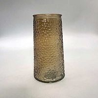 Ваза Микрос "Конус" ч52358 стекл.,H=24см,D=11*8см,фактура "кожа",янтарный перламутр