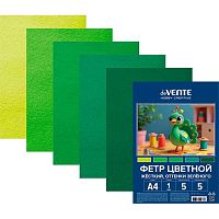 Фетр  5л. 5цв. А4 deVENTE "Оттенки зелёного" 8113406 жёсткий,1мм