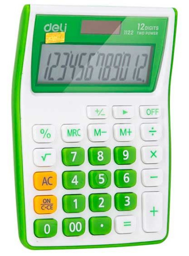 Калькулятор наст. 12разр. DELI E1122/GRN (1189196) зелёный 118*85мм