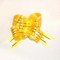 Бант-бабочка 5см Жёлтый ажурный,золотая кайма  Р0939-27