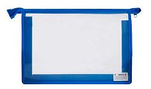 Папка д/тетрадей А4 ПЧЕЛКА ПМ-А4-02 "Б/цв синяя" пластик,на молн.