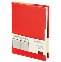 Ежедневник н/д А5 136л. BV кож.зам. "Metropol" 3-491/02 красный,беж.бум.,клетка