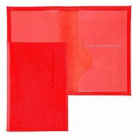 Обложка д/паспорта КЛЕРК "Elegant" 213958 красная,нат.кожа,тисн.отстрочка
