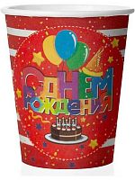 Стакан бум. Микрос "С днём рождения Торт" 250мл (6шт) Ч03133
