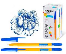 Ручка шар. MAZARI "Mero" M-7357-70 синяя,0,8мм,шестигр.,жёлт.пласт.корп.