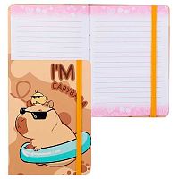 Записная книжка А6  64л. КОКОС "Капибара" 242398 тв.обл.,линия,резинка,тон.матлам.,выб.лак