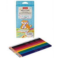 Карандаши пластик. 12цв. ХАТ "Art Time" 093058 стираемые,+1карандаш-ластик,трёхгр.,к/к