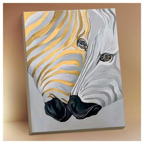 Картина по номерам с поталью Котеин "Две зебры" 40*50см HR0387 (11цветов)