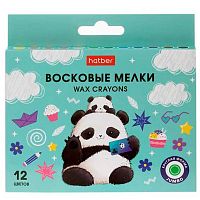 Мелки восковые УТОЛЩ. 12цв. ХАТ "Плюшевые панды" 089690 кругл.корп.,d-11мм,к/к,е/подвес