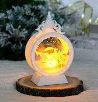 Сувенир с подсветкой НГ "Весёлый Снеговик" 700-0640 белый,9,3*15,2см