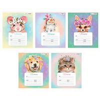 Тетрадь 12л. (линейка) ЭКСМО "Милые зверята" ТЛБ128876 мел.карт.,выб.лак,блёстки,асс.