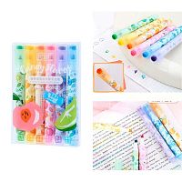 Набор маркеров текст.  6цв. КОКОС 252474 ароматиз.,штамп,скош.,1-5мм,ПВХ-уп.