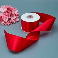 Лента 5,0см*22,85м атласная тёмно-красная Микрос ч37981
