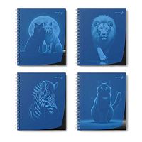 Тетрадь 48л. (клетка) SVETOCH пластик.обл. спираль "В мире животных" Т208 (01547) синяя