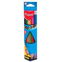 Карандаши 12цв. MAPED Color`Peps 183213 с точилкой,трёхгр.,ударопр.,из липы