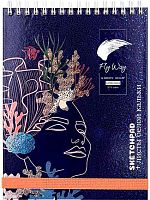 Скетчпад 140*185мм  16л. Проф-Пресс тв.обл. спираль "Портрет и кораллы" 16-7964 хлопок 50%,300г/м2