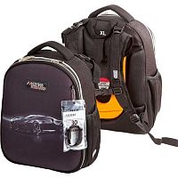 Ранец школьный deVENTE "Choice. Luxury Car" 7033537 жёст.,38*28*16см,светоор.эл.,950гр.+часы