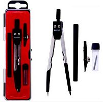 Готовальня MAZARI (4предм.) M-4519 циркуль120мм,грифель,насадка на рейсф.,держат.д/рейсф.,пластик.уп