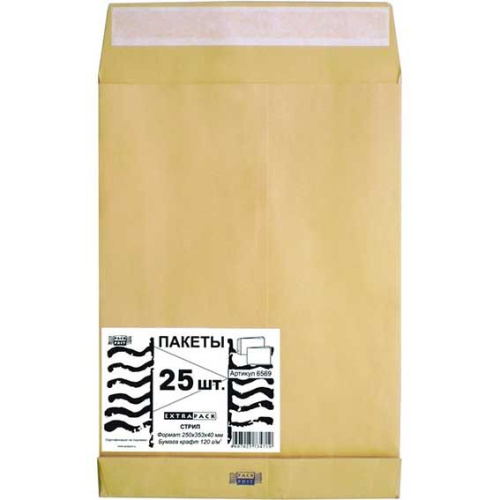 Пакет крафт Extrapack 76392 (6569) В4 250*353*40 стрип