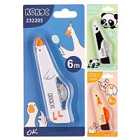 Коррект. лента КОКОС 5мм* 6м "Животные" 232205 асс.