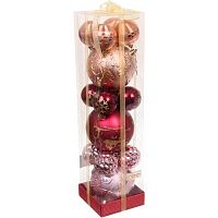 Набор ёлочных шаров "Winter ice" 10см + 5см (15шт)  201-3136 шампань/рубин/розовое золото
